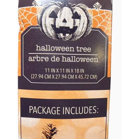 Artificial Halloween Tree With Stand 18 Inch Black and Orange Miniature - Picture 5 of 9